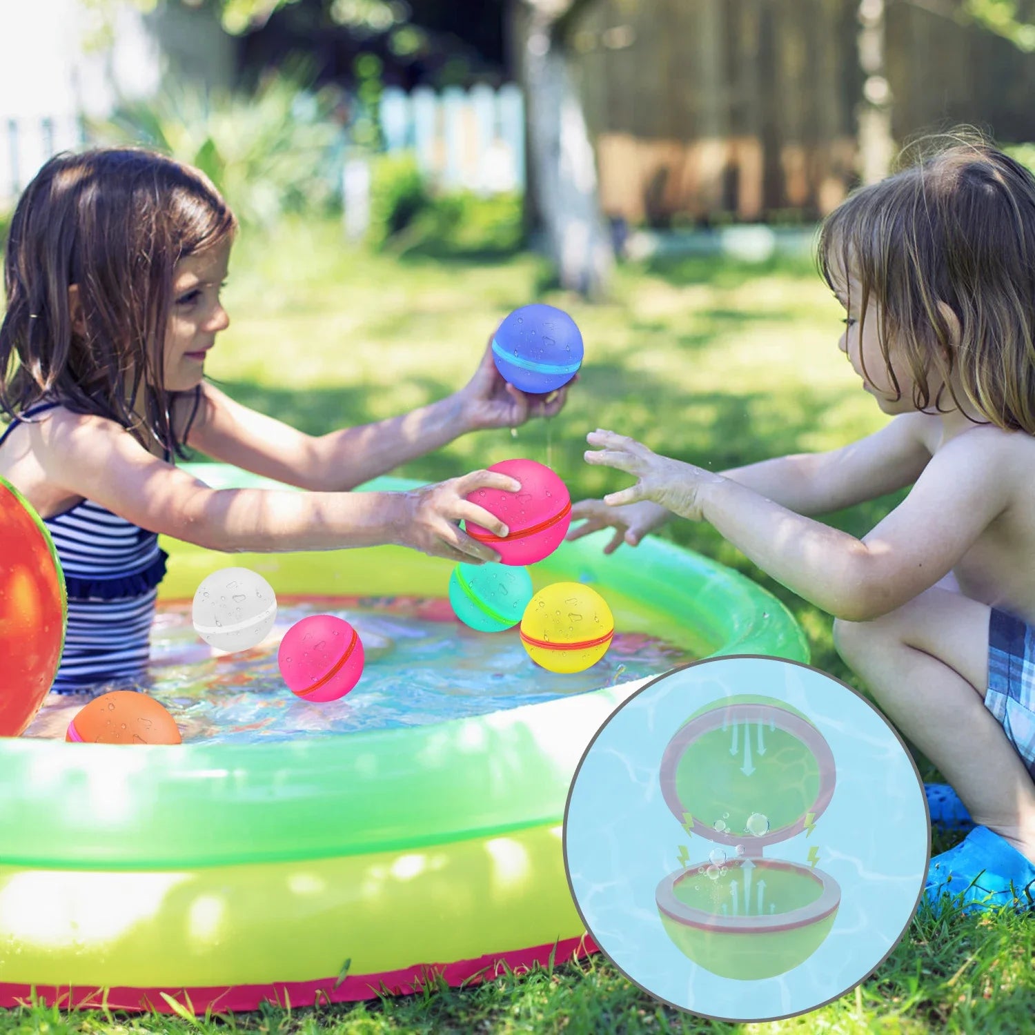 Water Balloons Reusable, Self Sealing & Quick Fill Water Balls Toys with Magnetic suction closure, Summer toys- Large size 6.5cm