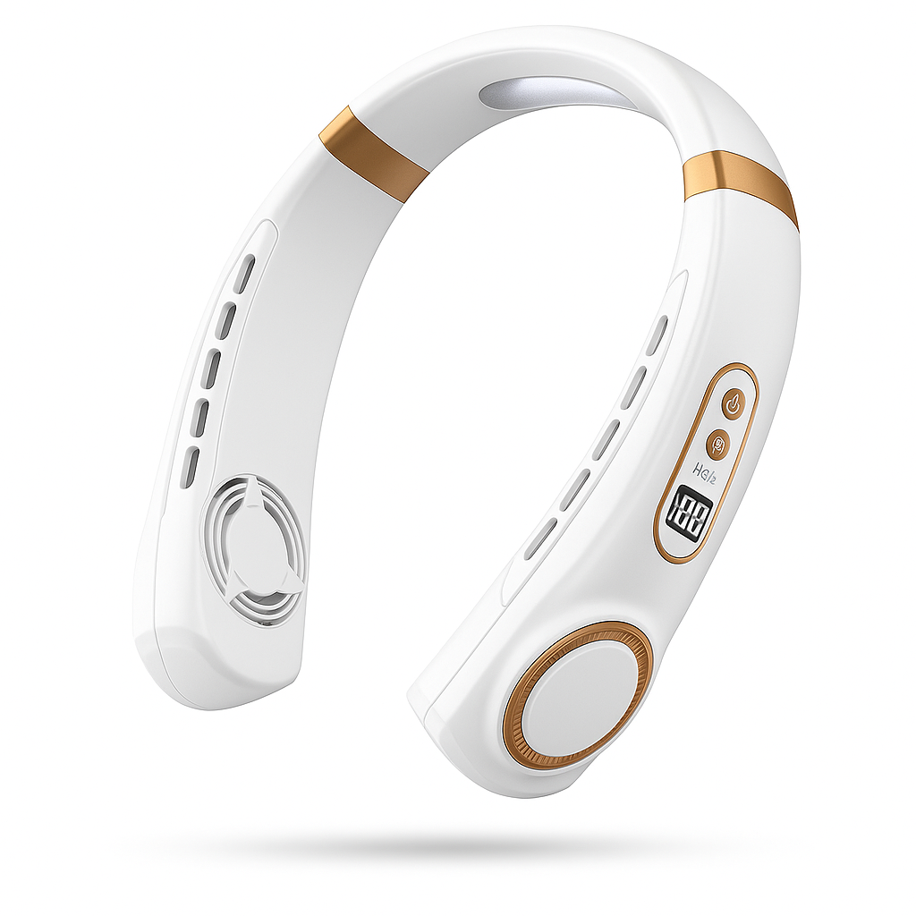 BreezeBand™ Neck Fan – Leafless, USB Rechargeable with LED Display