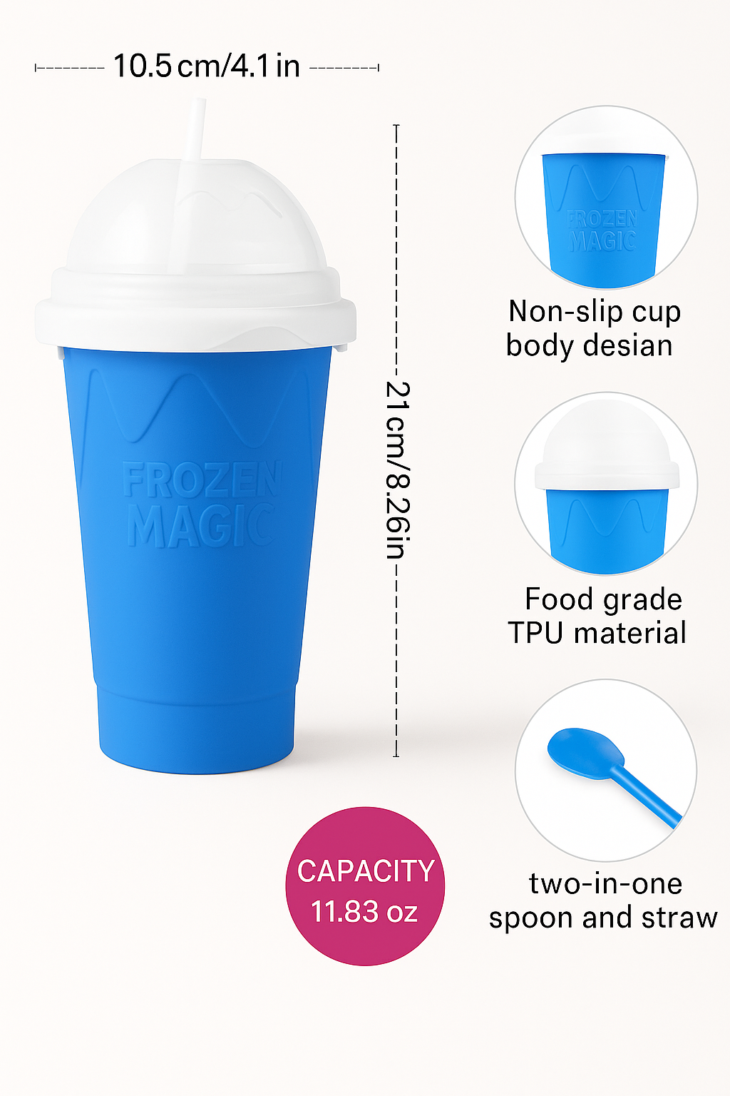 Frozen Magic™ Slushy Cup – 11.8 oz Reusable Freeze & Squeeze Smoothie Maker
