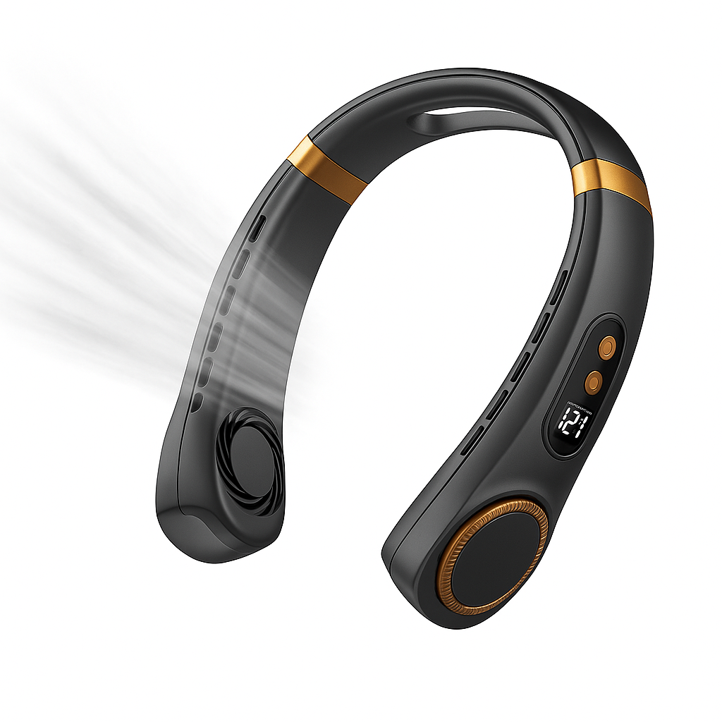 BreezeBand™ Neck Fan – Leafless, USB Rechargeable with LED Display