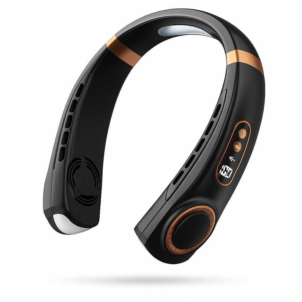 BreezeBand™ Neck Fan – Leafless, USB Rechargeable with LED Display