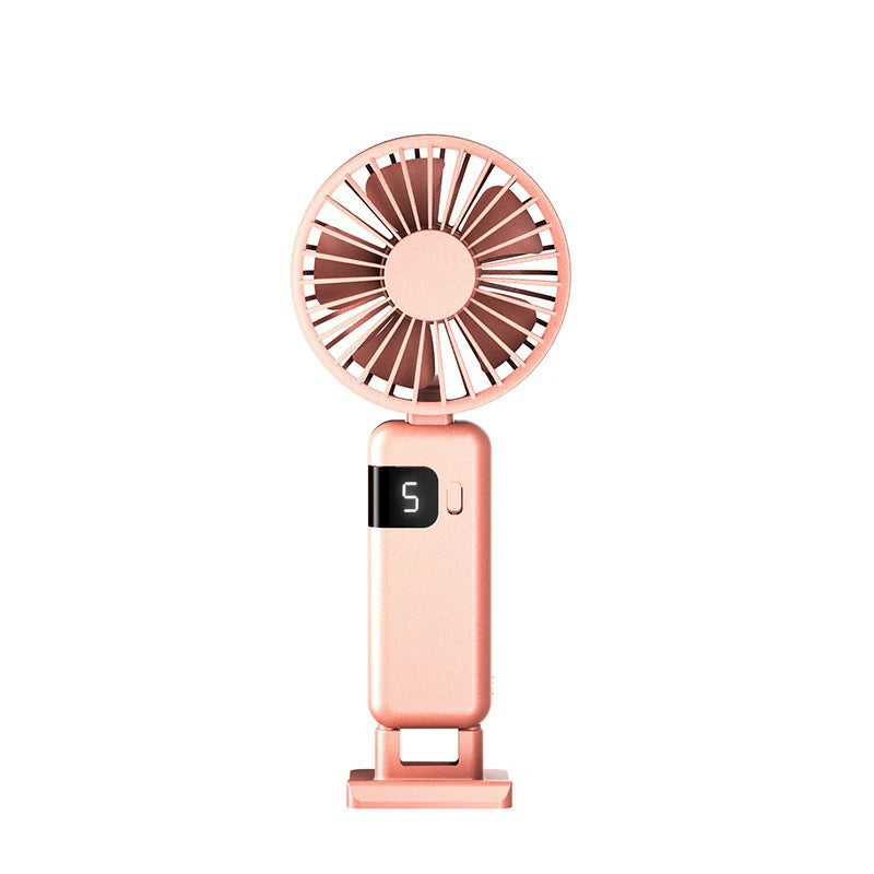Portable Handheld Fan USB Fan, Battery Operated Fan Base Included Digital Display 90 Degree Adjustable Rechargeable Mini Fan