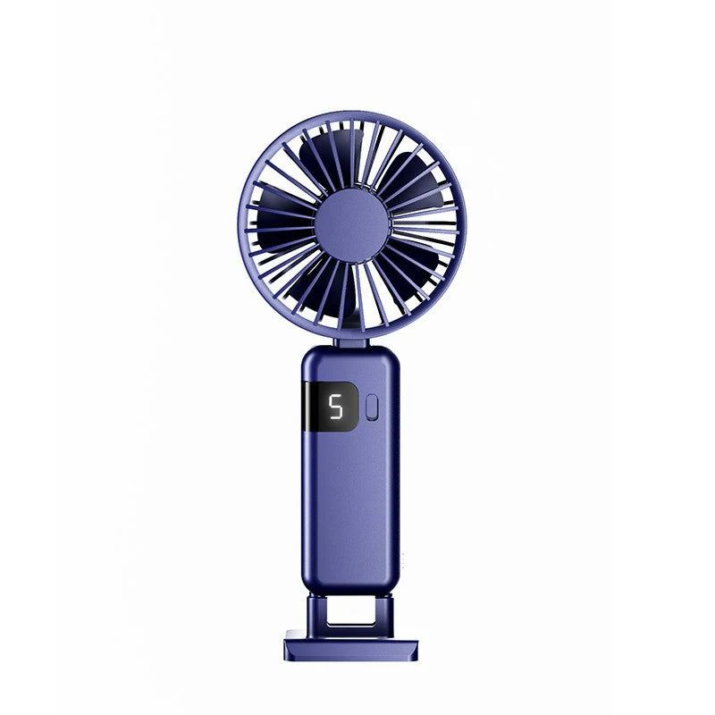 Portable Handheld Fan USB Fan, Battery Operated Fan Base Included Digital Display 90 Degree Adjustable Rechargeable Mini Fan